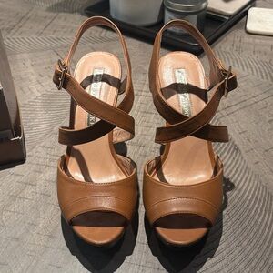 Brown Leather Heeled Sandals